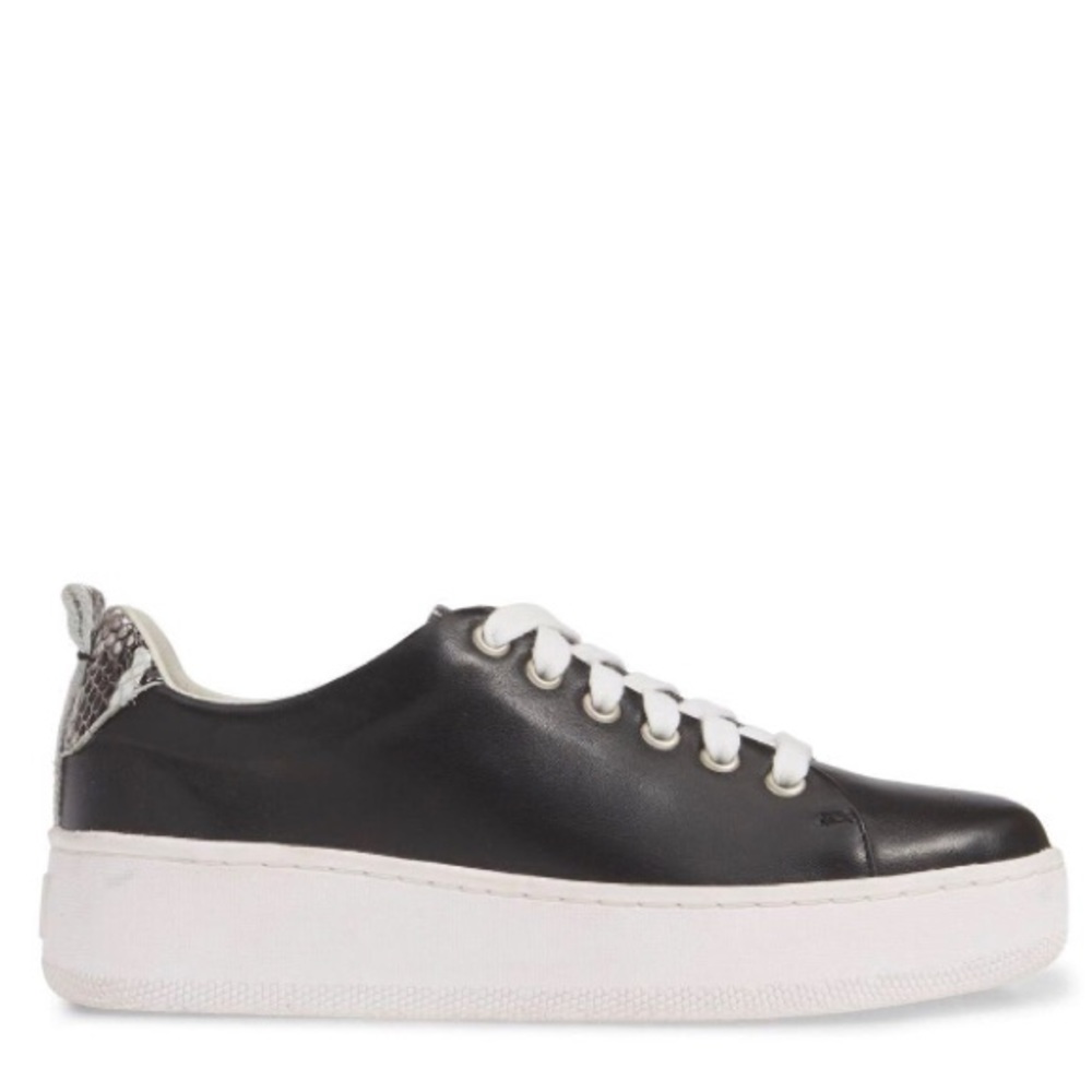 🆕 Halogen Black Leather Ivie Platform Sneaker - Picture 2 of 6